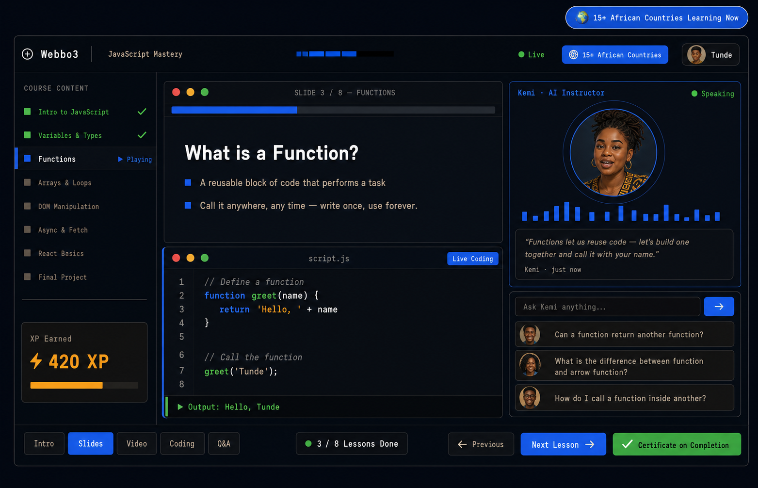 Webbo3 Learning Platform